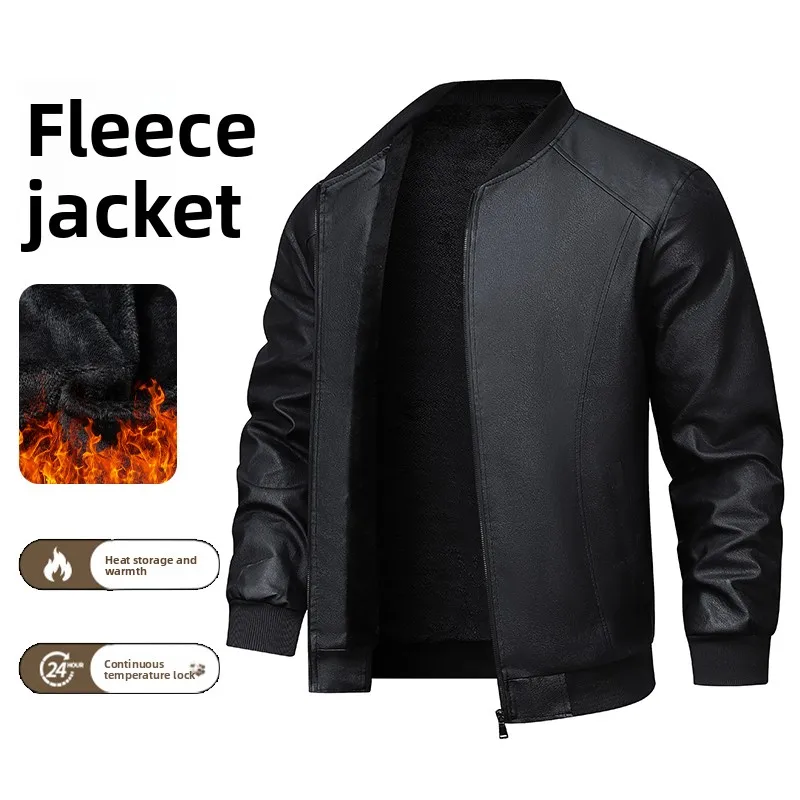 Thick-coated leather jacket for men in autumn and winter  new style casual and fashionable versatile and durable leather coat