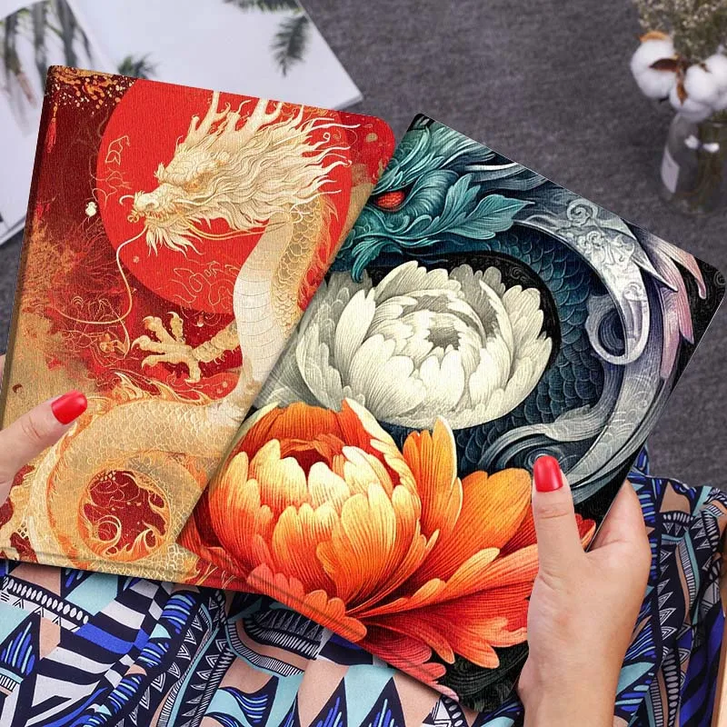 

Чехол для планшета с изображением китайского дракона и пиона для Lenovo Xiaoxin Legion Pad Tab Pro GT Y700 Gen4 2 11 P11 M10 K10 3rd Plus Gen Gift