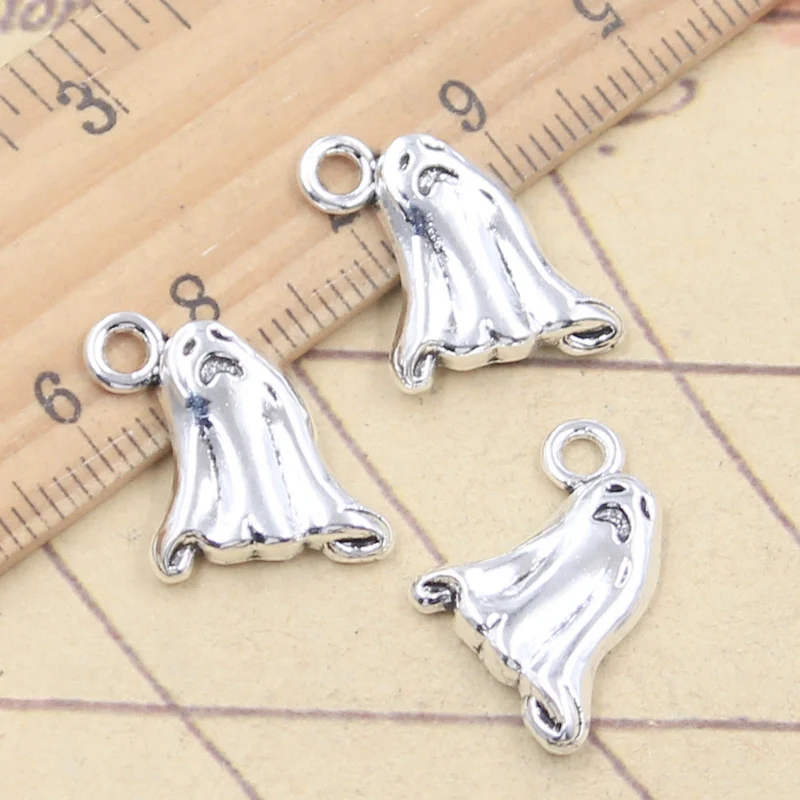 20pcs Charms Halloween Ghost 16x14mm Tibetan Silver Color Pendants Antique Jewelry Making DIY Handmade Craft