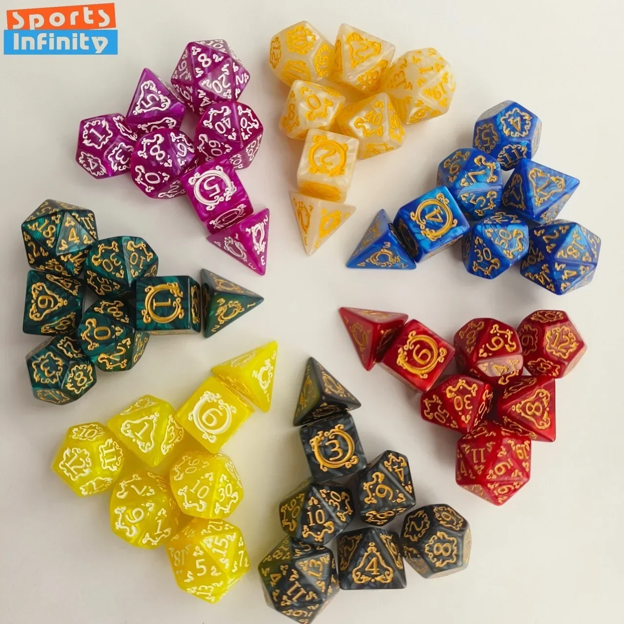 7pcs/set of Dragon Pattern Digital Dice for DND Rpg Trpg COC Cthulhu Running Group Table Board Game Dnd Dice Set Polyhedral Dice