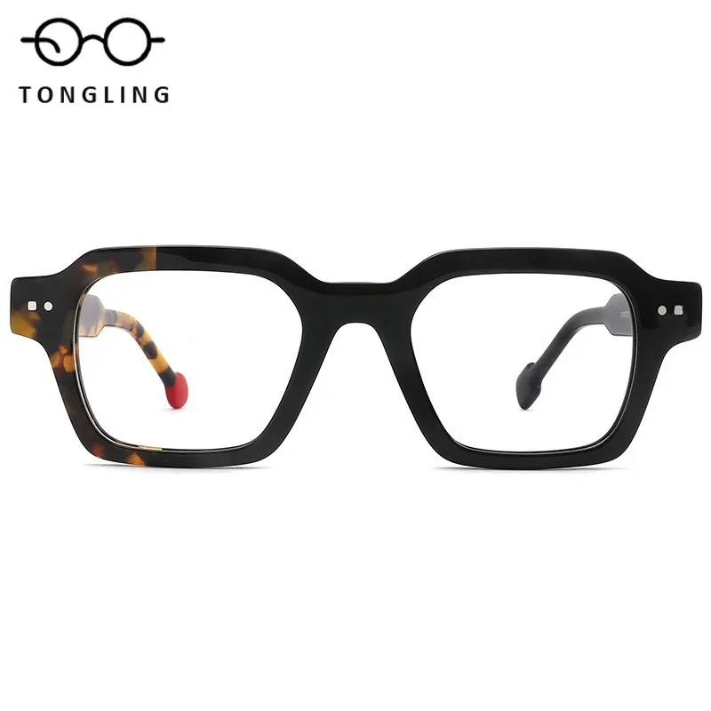 Top-Quality Men Handcrafted High-Quality Acetate Spliced Square Fashionable Women High-End Retro Casual Artistic Commuting Frame