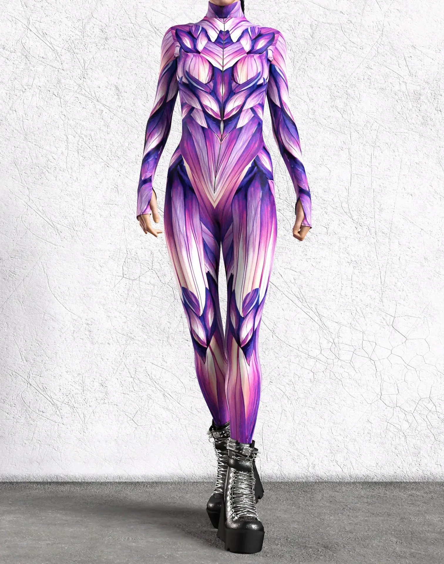 Damen Cyber 3D-Druck Festtags-Party Punk Jumpsuit Onesie Halloween Cosplay Kostüm Bodysuit Performance Steampunk Romper – Detail 18