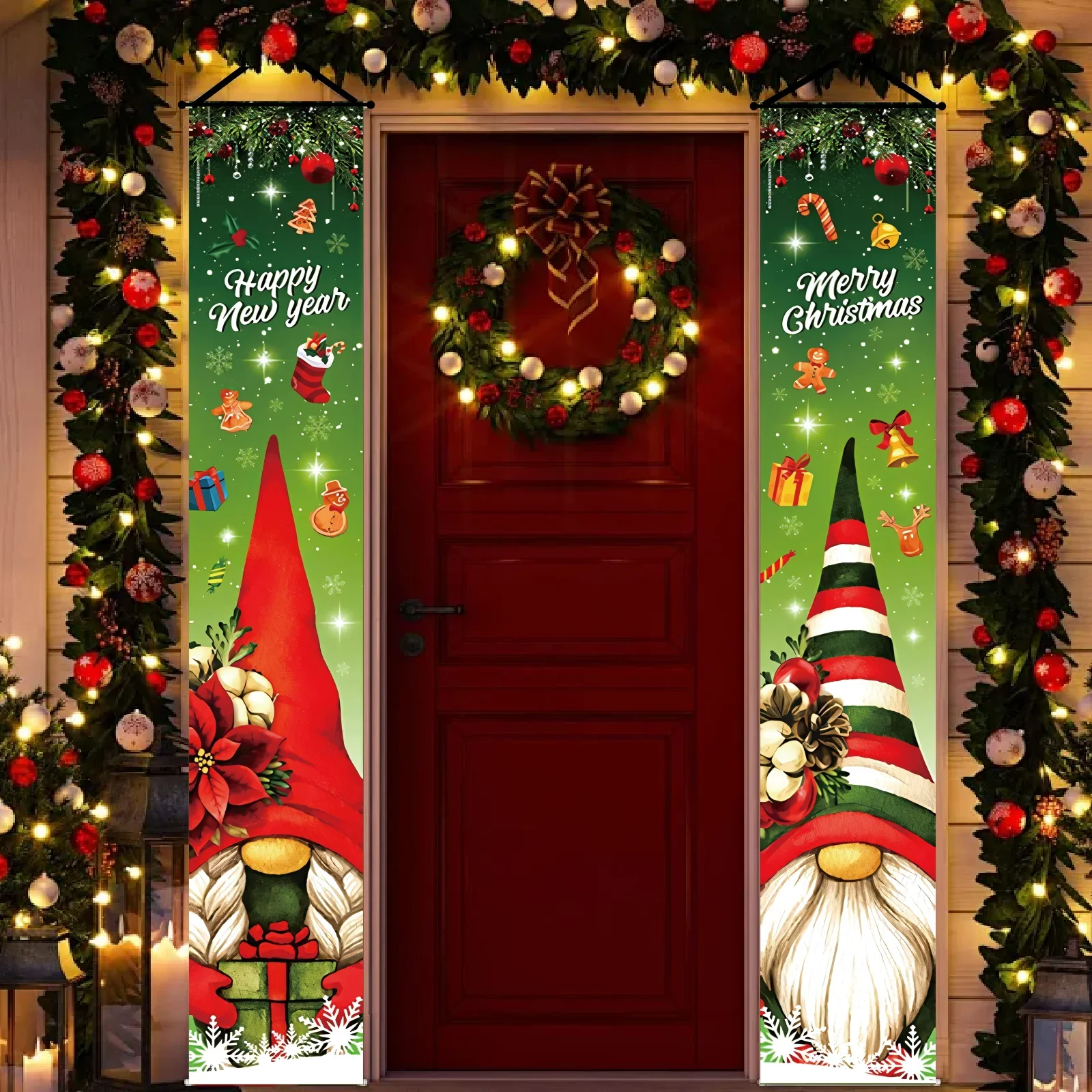 

VIKAMA Christmas Elf Баннер для входной двери - Веселый рождественский баннер для украшения двери, подходит для входной двери и крыльца.