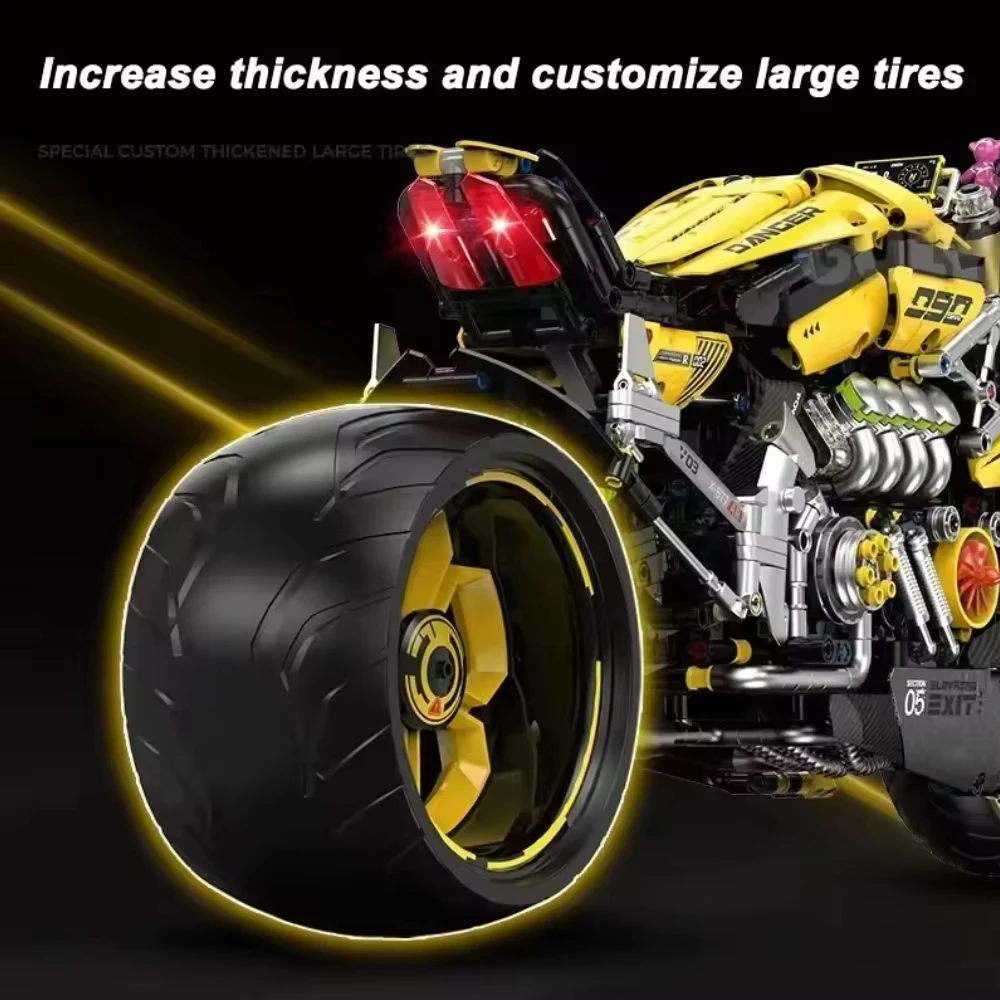 GULY 60519 2500 pièces 1:5 MOC Tech Moto Modèle de construction créatif Moto sportive motorisée Briques DIY Jouet pour garçons