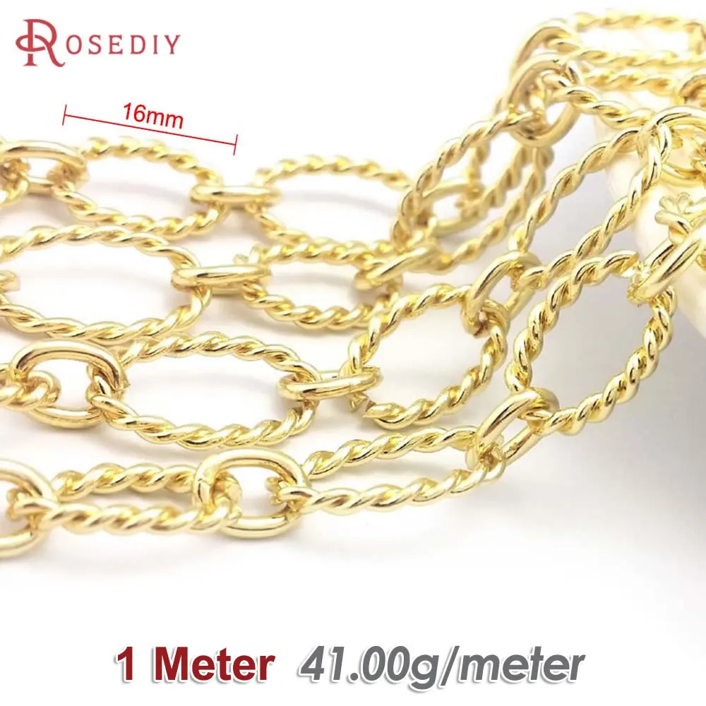 1 Meter 24K Gold Color Iron Twist Wire Long Oval Shape Necklace Chains Jewelry Making Supplies Diy Findings Accessories