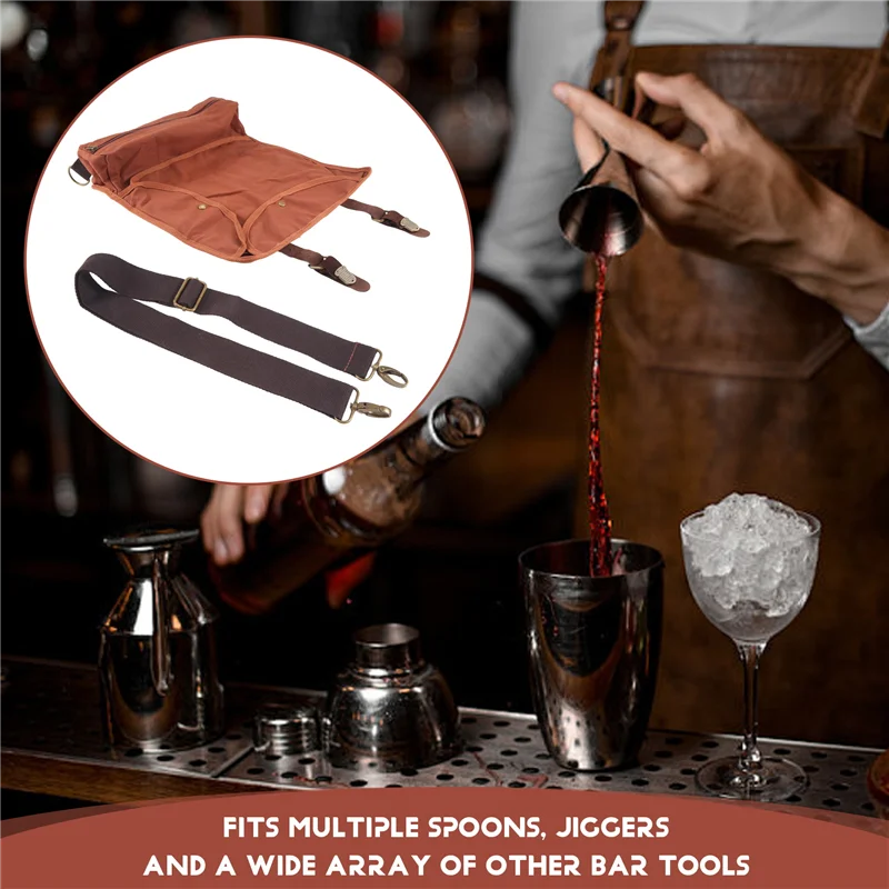 

Y50A-Bar Bartender Carrying Bag Creative Bartender Canvas Toolkit Pack Bar Tools Cocktail Shaker Set Storage Bag Only
