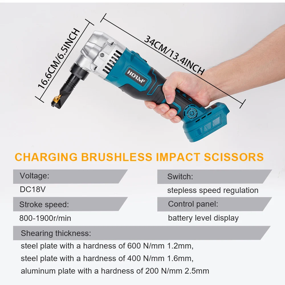 Hormy-máquina de tijeras de impacto sin escobillas, 18V, 650W, 600N.m, tijeras de perforación de mano, herramienta de corte eléctrica de hierro para batería Makita