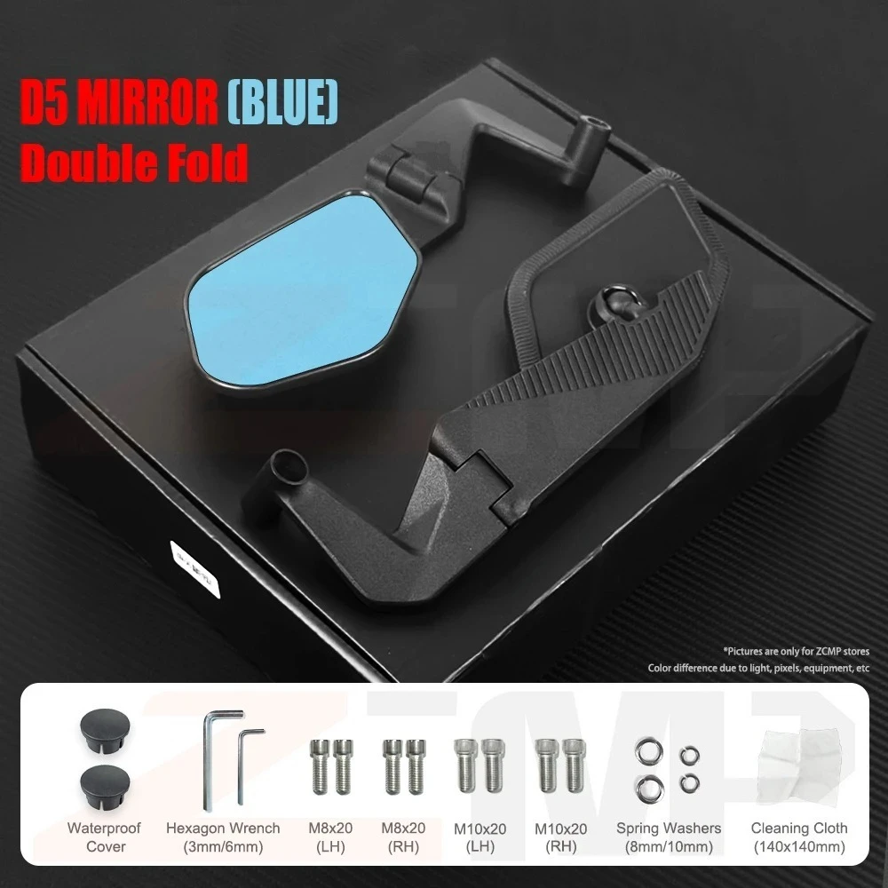 

Universal 8-10mm Double Fold Rearview Mirror Aluminum Alloy Motorcycle Accessories for BMW C650GT K1200LT Honda NC750X Hornet-D5