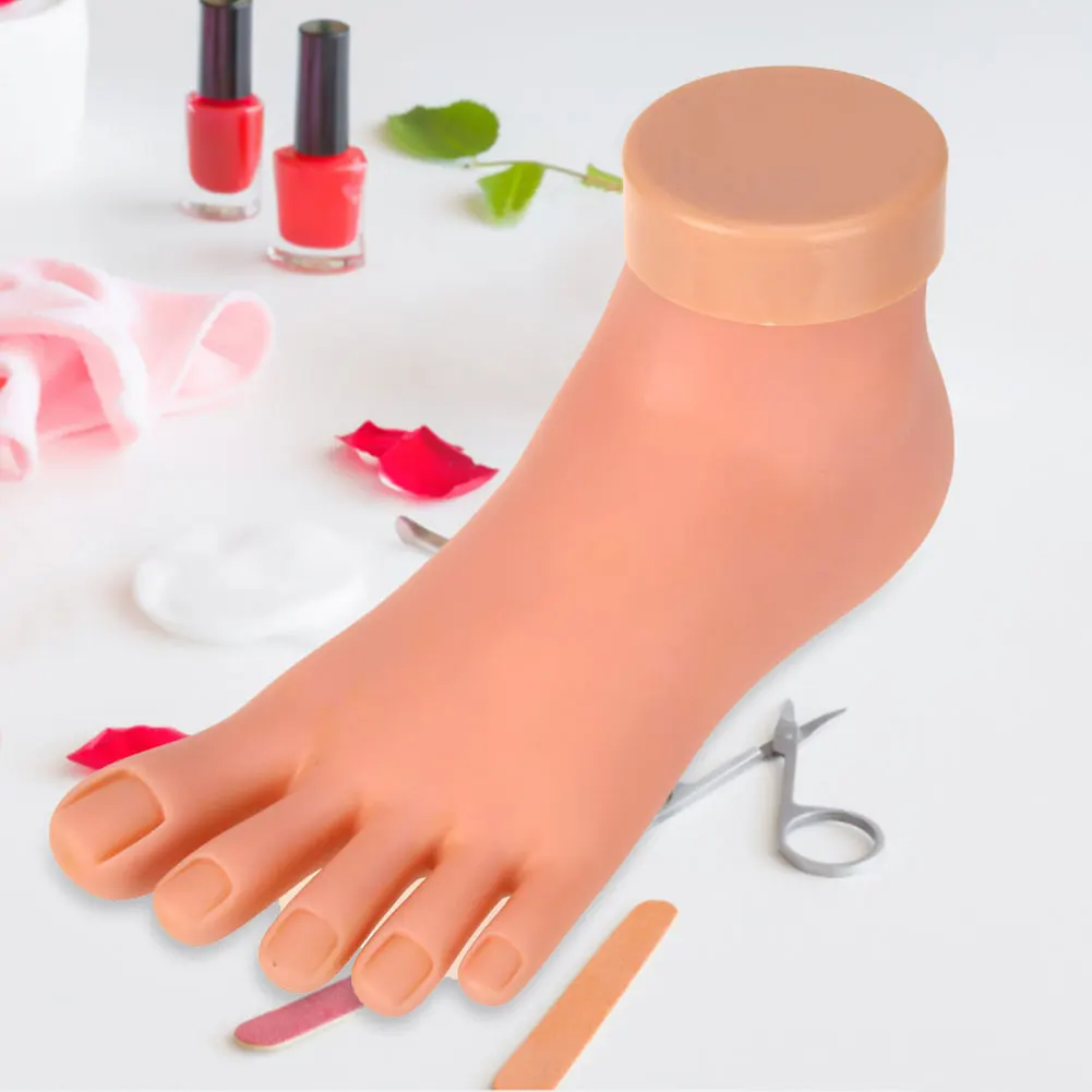 Silicone Practice Fake Foot Model Flexible Practice Foot Mannequin Movable Soft Nail Art Tool for Nails Training Display