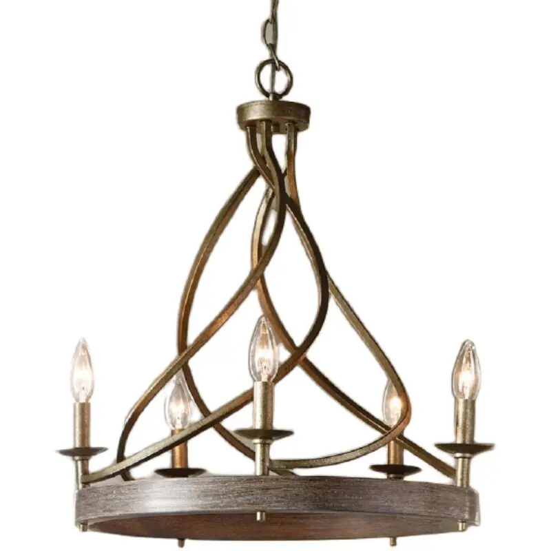 Solid wood old French light luxury retro wrought iron simple dining room light villa living room children's room bedroom