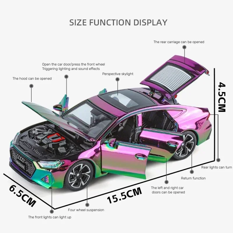 1:32 audi rs7 quattro sportback legierung miniatur auto druckguss metall waage auto modell sound & licht sammlung kinder spielzeug fahrzeug