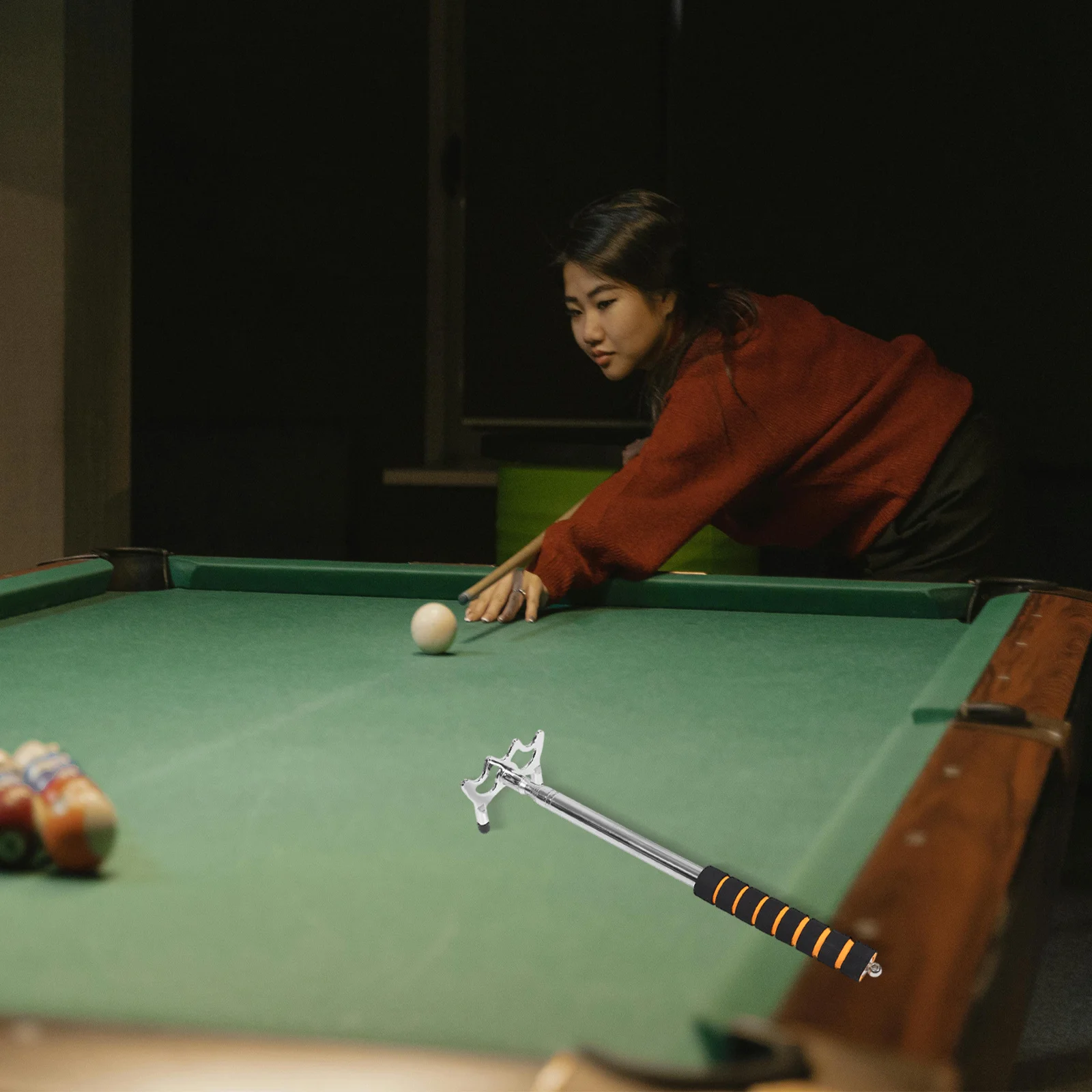 

Retractable Billiards Cue Bridge Stick with Removable Head Adjustable Telescoping Pool Cue Extension for Snooker and Billiard