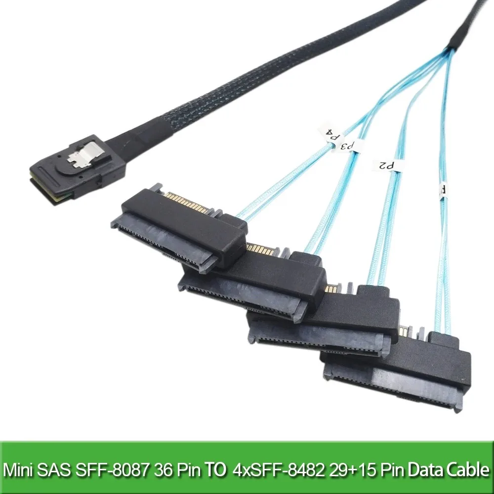 SFF-8087 to SFF-8482 Breakout Cable, Mini SAS 36P to SAS 29+15P, 0.5M 1M, for SAS/SATA Hard Drive Backplane