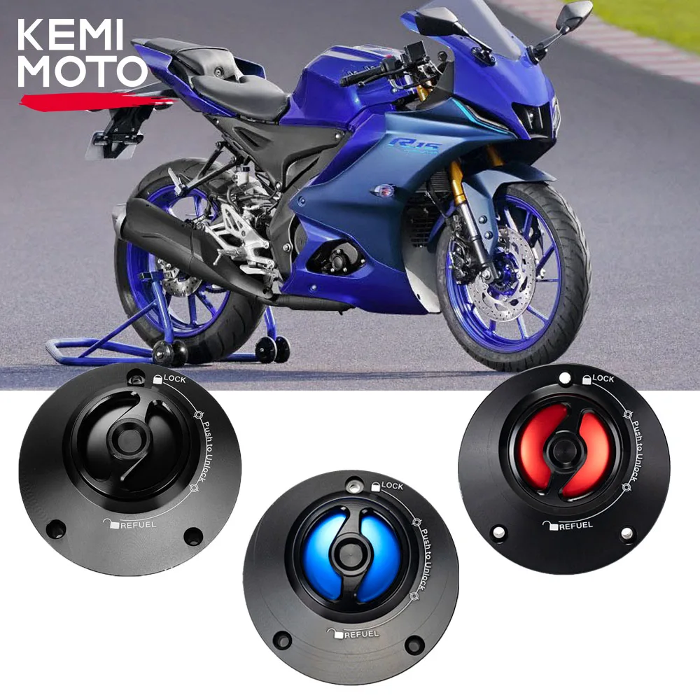 

For YAMAHA R15M R15 R 15 M 15M Motorcycle Key Lock Gas Fuel Oil Tank Cap Decorative Cover Black Blue CNC Aluminium Accessories