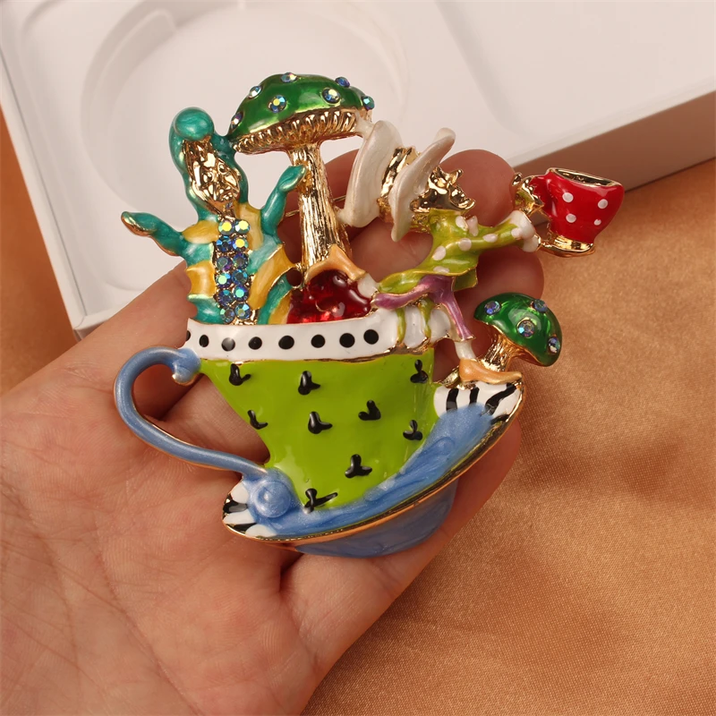 Cartoon Cute Mushroom Cup Spirits Brooches Unisex Enamel Fairy-tale Figure Badges Gifts Little Turtle Brooch Elegant Suit Badge