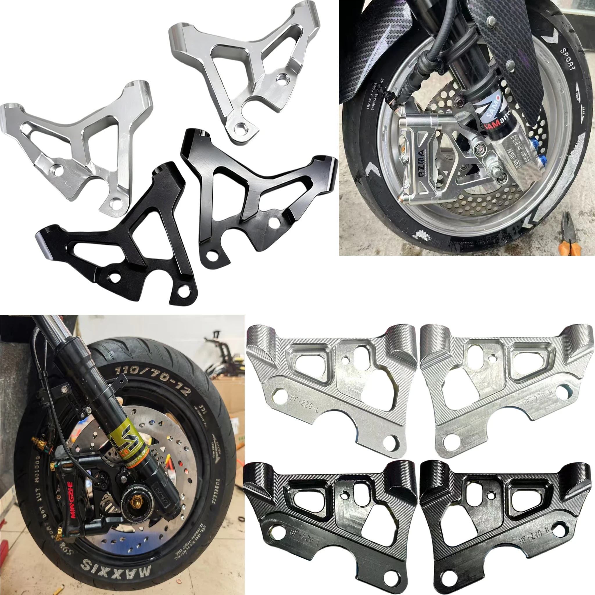 

Motorcycle brake calipers Hole distance 100mm Pitch 4 Piston brake calipers pump adapters For Brake disc 220mm GP4 Modified