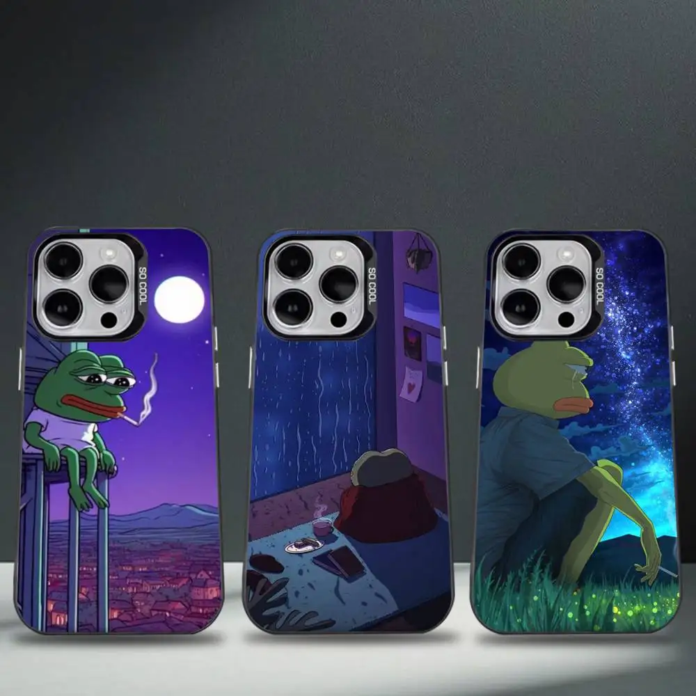 

Funny P-Pepe Frog Sad Phone Case For iPhone 16,15,14,13,12,11,8,7,Pro,Max,Plus,Mini,XS,SE Anti Fall Black Matte Hard