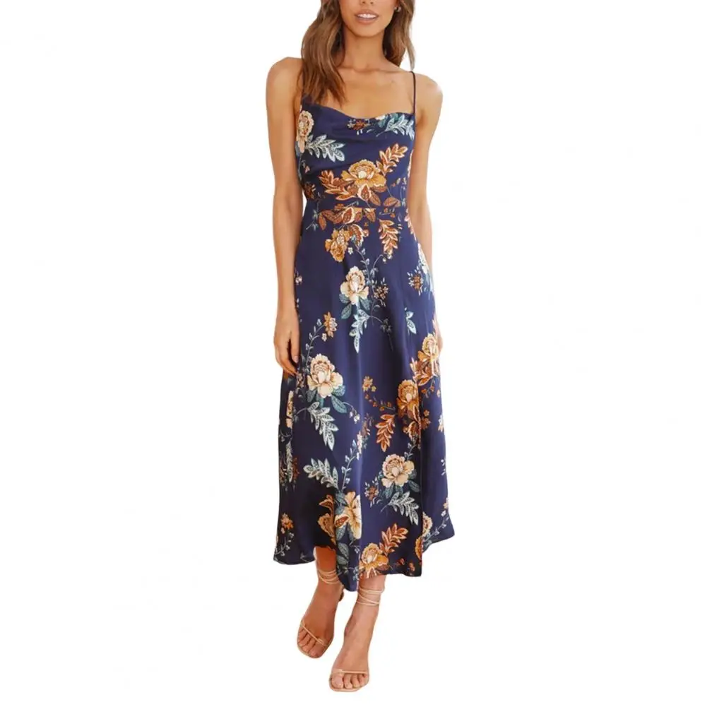 

long dresses with sleeves Cross Wrap Waist Tight Split Hem Dress Women Floral Print Sling فساتين سهرة