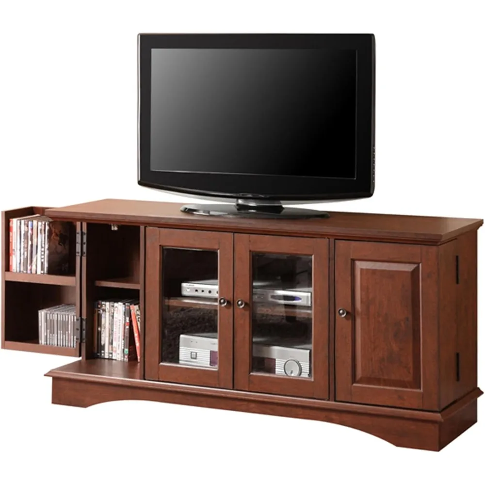 Traditional Wood Universal TV Stand with Storage Cabinets for TV's up to 65 Living Room Entertainment Center, 44 I