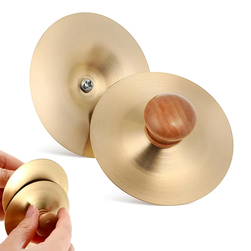 Finger Cymbals With Wooden Handles Mini Marching Cymbals Hand Cymbal Belly Dance Musical Instrument For Dancer Party