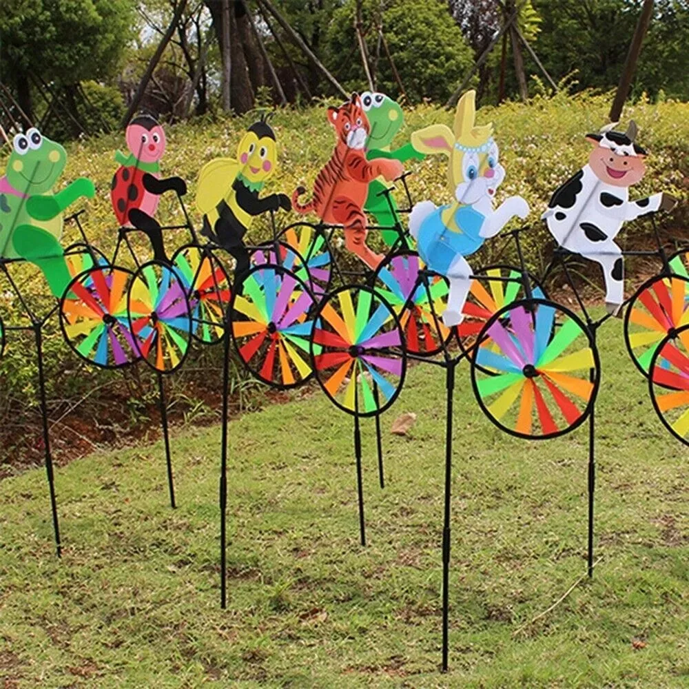 Animal Bicycle Wind Spinner Garden Windmill Outdoor Yard Lawn Decor Xmas Gift