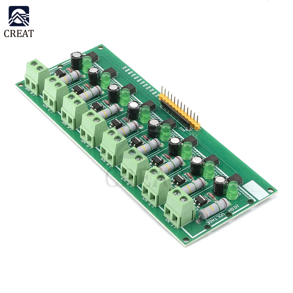 AC 220V 8 Channel MCU TTL Level 8 Ch Optocoupler Isolation Test Board Isolated Detection Tester PLC Processors Module