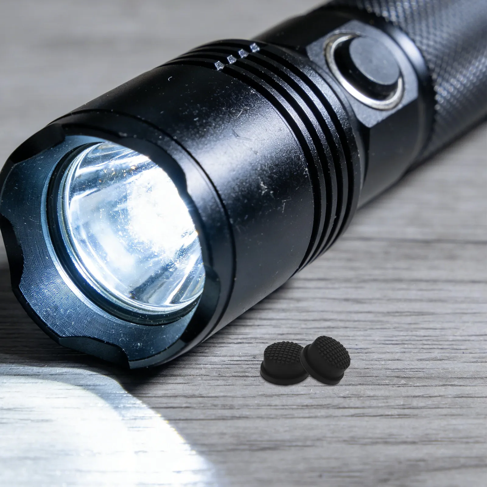 2Pcs Waterproof Rechargeable LED Flashlight Switch Cap Rubber Soft Boot Cover Push Button Replacement for Handheld Torch