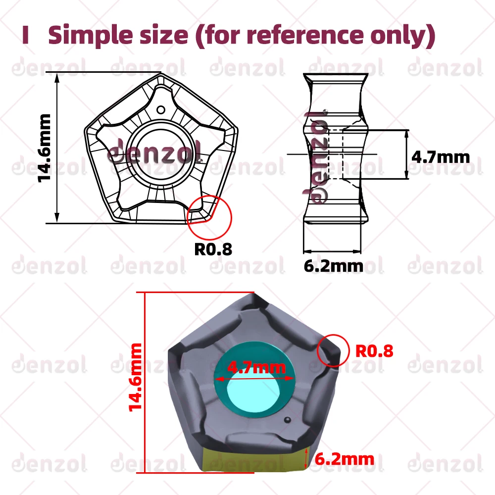 PNMU 090508   ฟีดเร็ว ความลึกของการตัดสําหรับงานหนัก การตัด เครื่องกัด 66 องศา เม็ดมีด MFPN 090508   เม็ดมีดขลุ่ย 10 ปลายสองด้าน