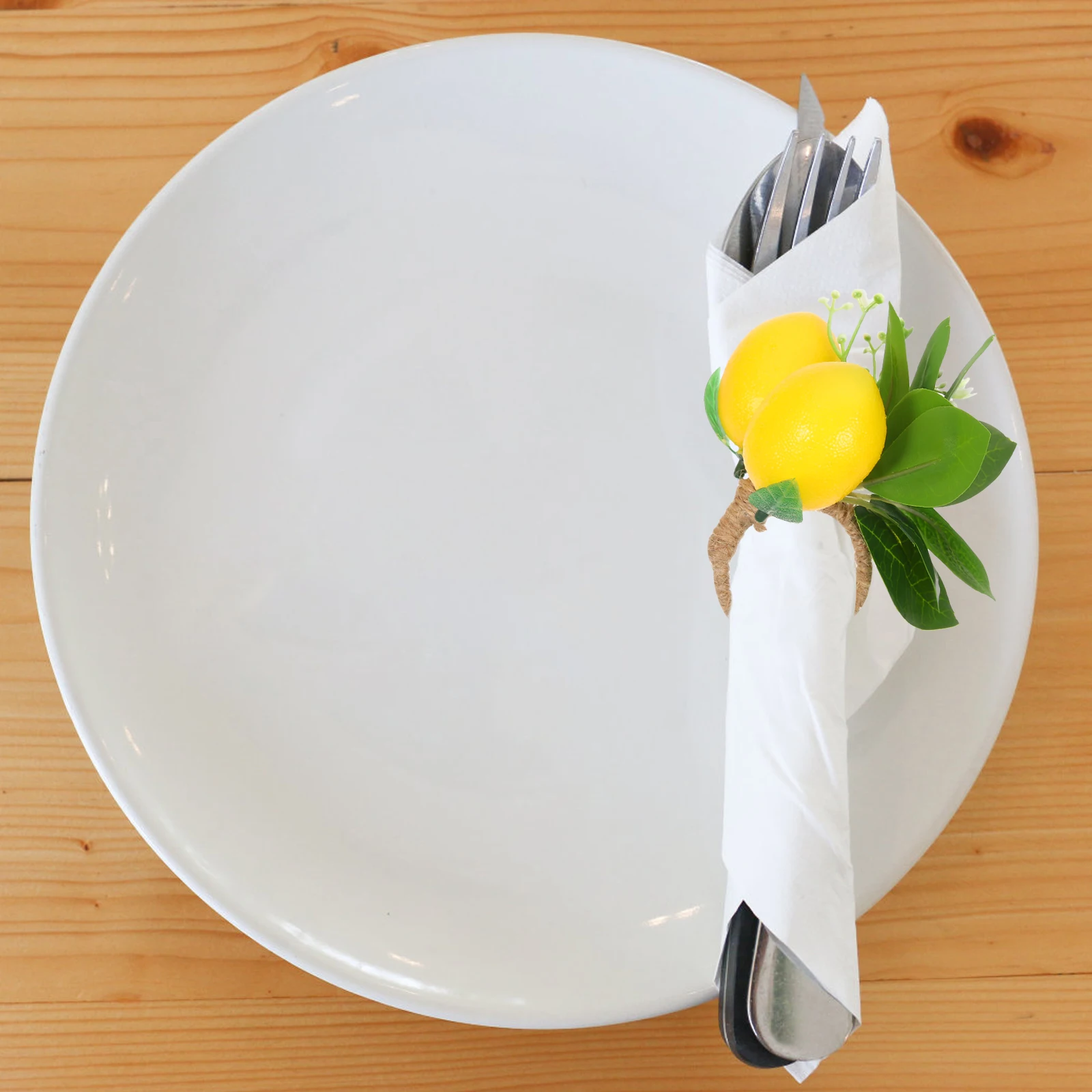 

4 Pcs Faux Napkin Ring Decoration Holders Artificial Fruits Lemon Napkins Rings