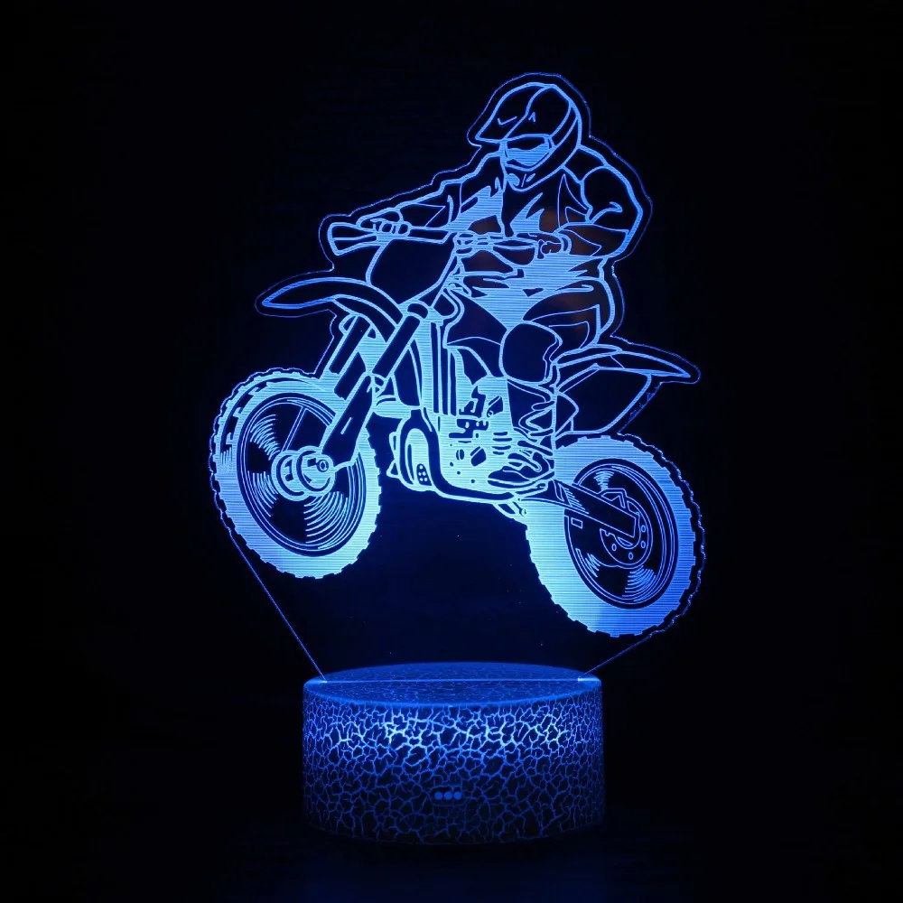 Nighdn Motorcycle 3D Night Light LED Illusion Lamp Colorful Changing Table Lamp Home Decoration Birthday Gifts for Kids Boys