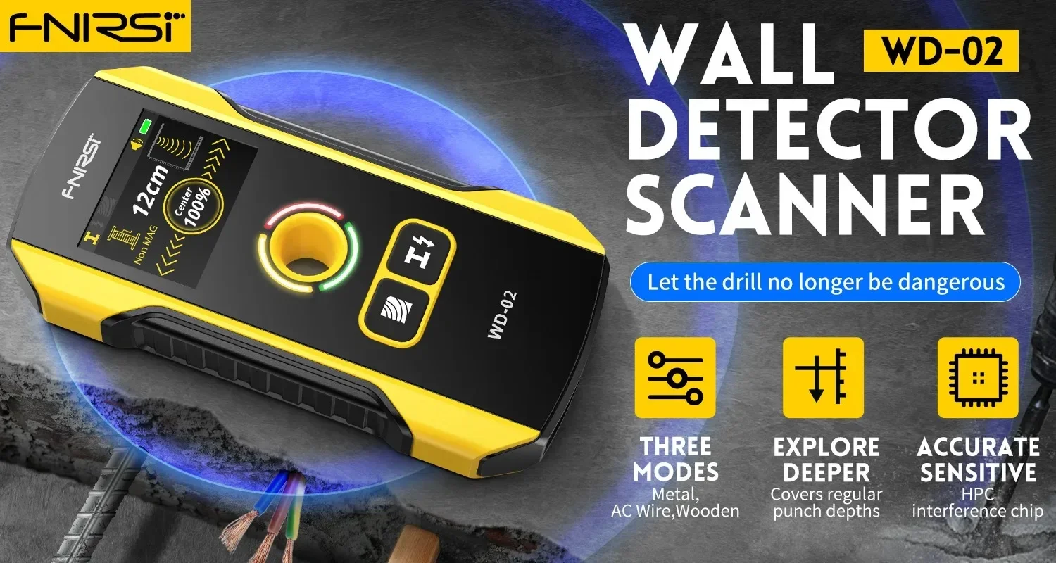 FNIRSI WD-01 WD-02 Wandscanner zur Erkennung von Holz, AC-Kabeln, Metallrohren, Bewehrungsstäben und Bohrlöchern für Dekorationspositionierung – Detail 14