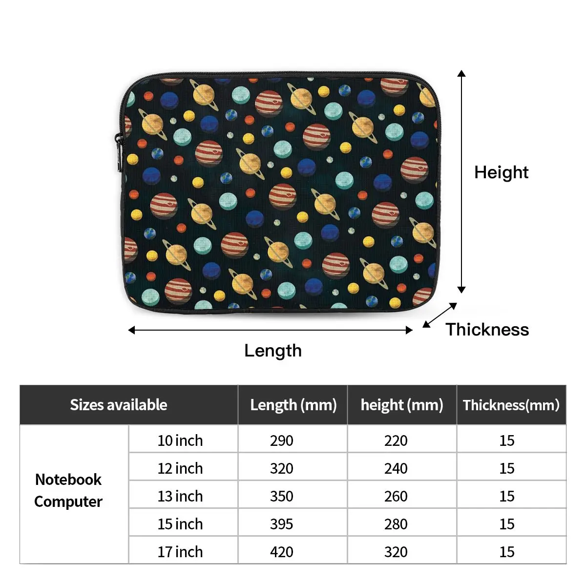 Solar System Space Planets Universe Notebook Laptop Bag Case Pouch 10 12 13 15 17 Inch Notebook Sleeve Cover Bag Tablet