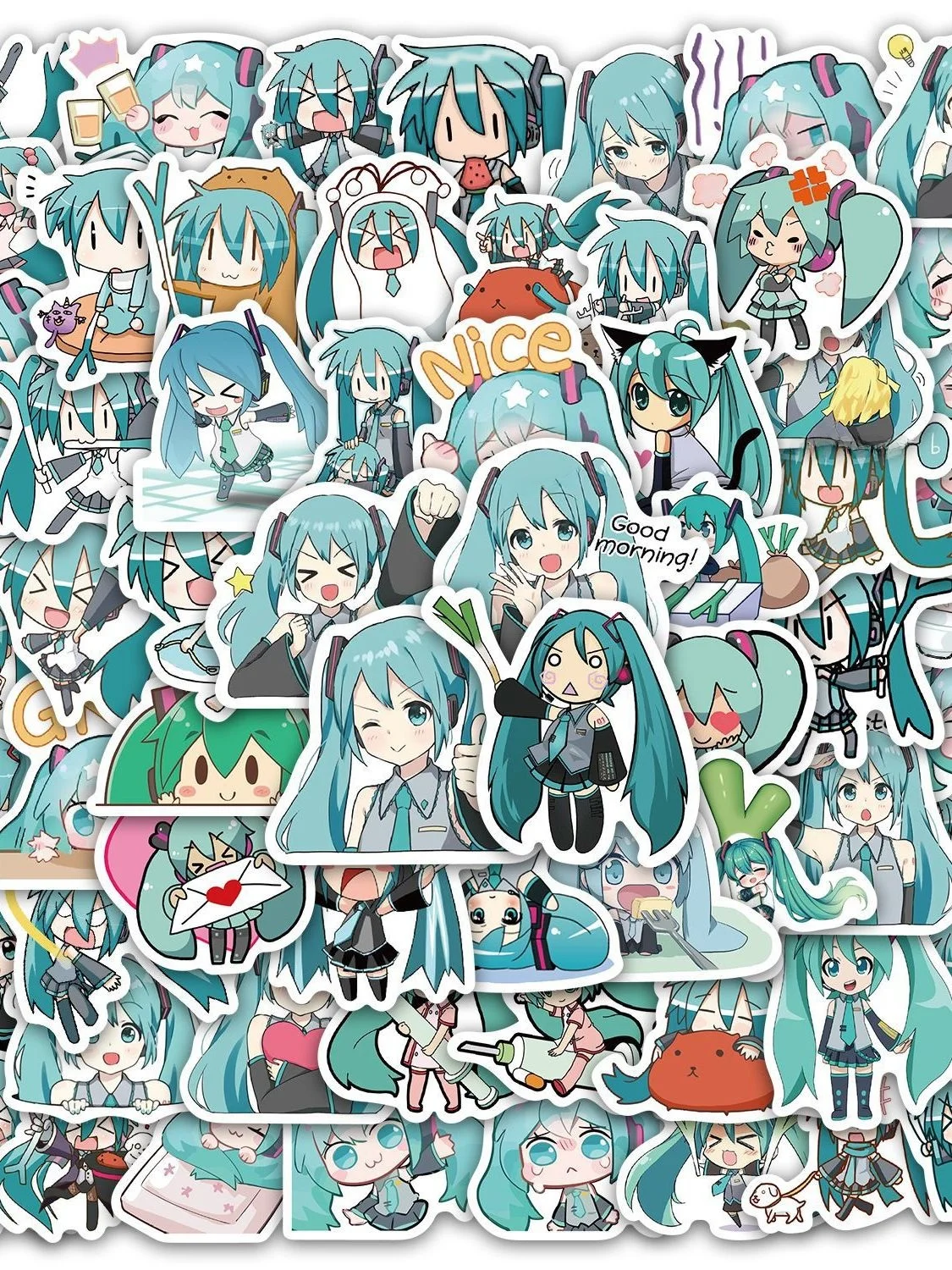 かわいいちび未来サウンドボーカロイドステッカーパック65枚入り-携帯電話ケース-ノートパソコン装飾ステッカー-愛らしい表情パック