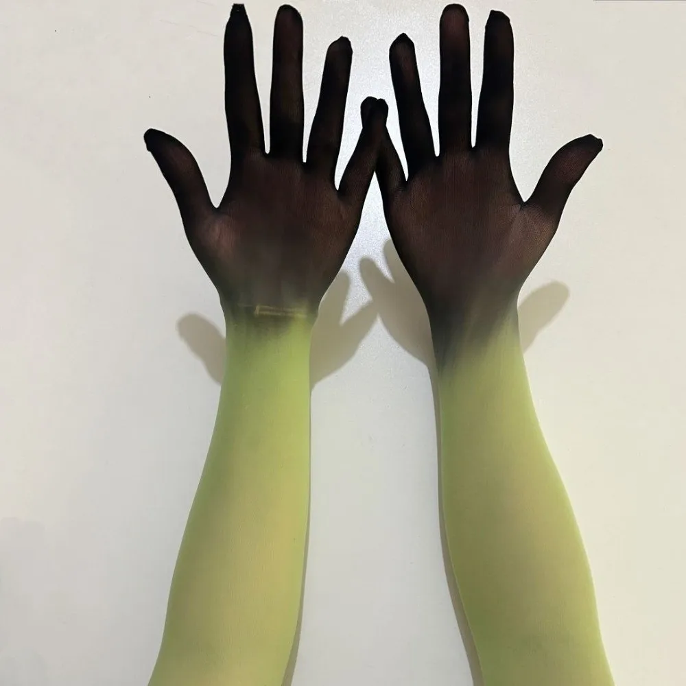 Gradient Color Stocking Gloves Thin High Elasticity Ultra Long Stockings Seamless Solid Color Tulle Gloves Cosplay Performance