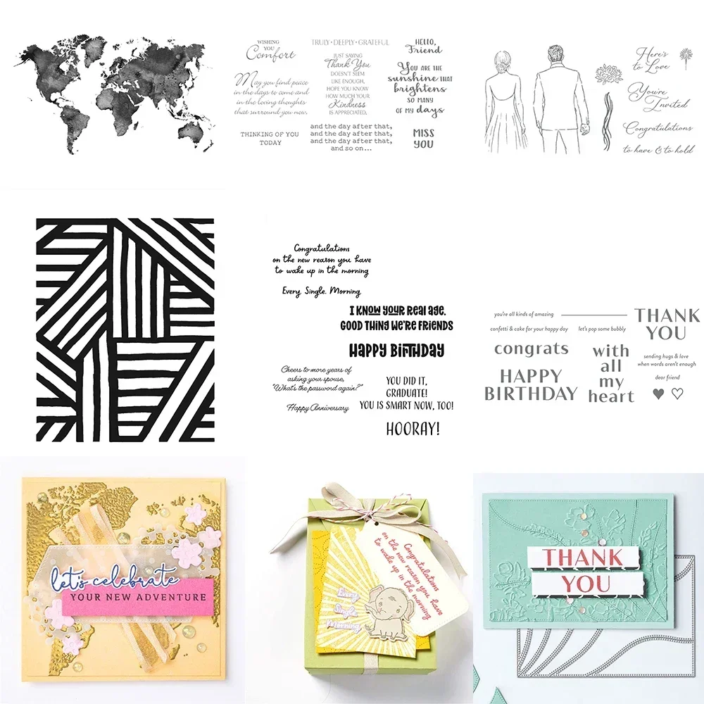 Gelegentlich lustiger Satz geschichtete Streifen Hintergrund Weltkarte klare Stempel für DIY Scrapbooking Dekoration Kartenherstellung Handwerk