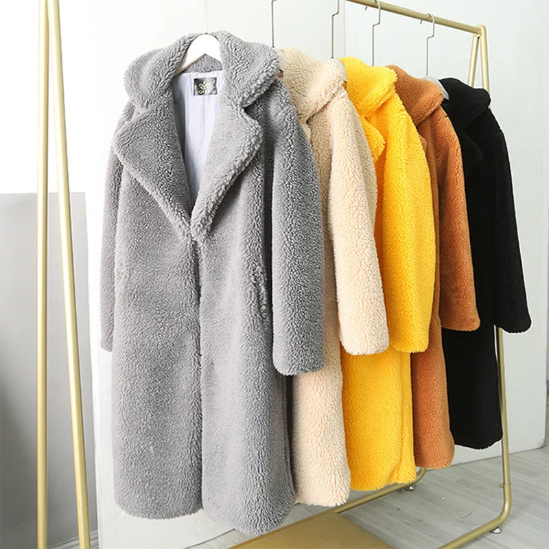 Faux Rabbit Faux Fur Coat Women Long Style Loose Lapel Fur Coat 2022 New Female Autumn Winter Plush Thick Warm Fur Coat