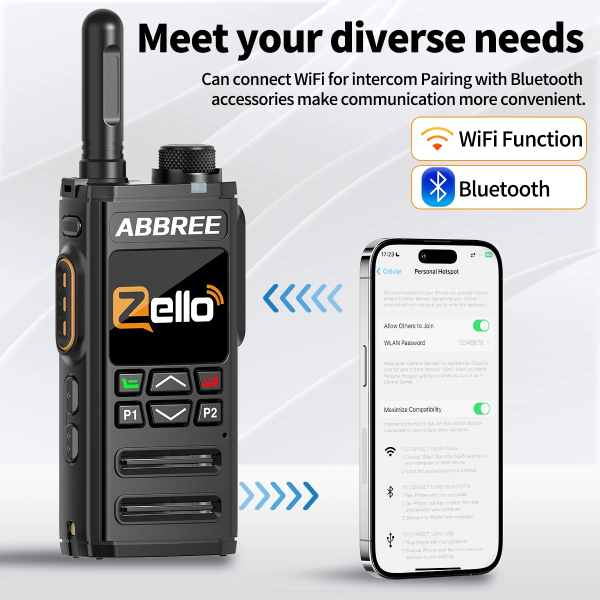 1/2 PCS ABBREE GP-268 Zello Global POC Network Radio Walkie Talkie Bluetooth WiFi SIM Card 4G 3G 2G Android Long Range Ham Radio