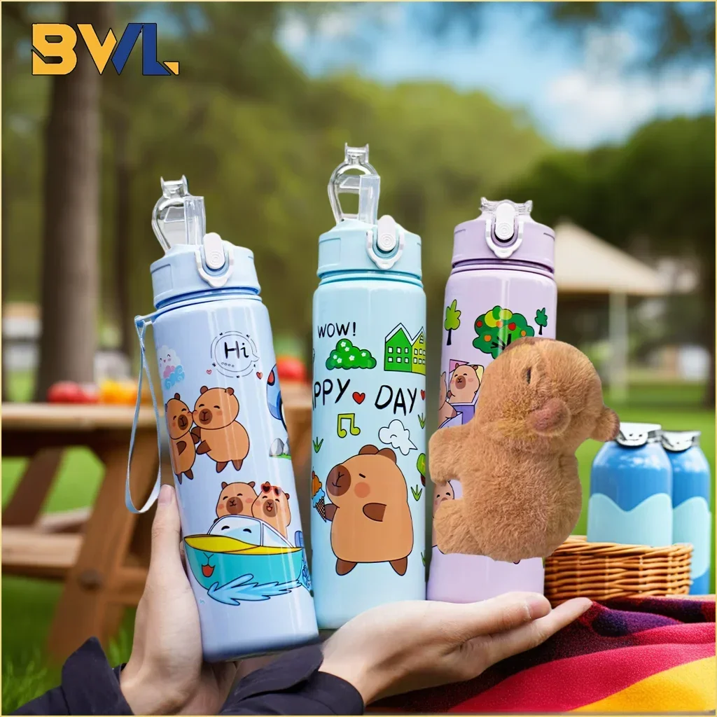 

Capybara Straw Mug Cute Cartoon Portable Water Bottle with Carrying String for Kids Children Water Cup High Value Design