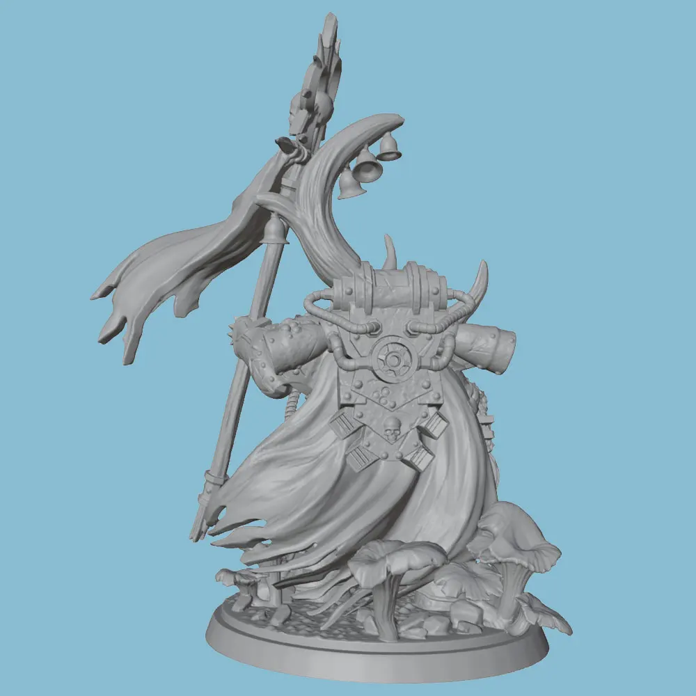 Figura guerrero medieval con bandera resina para rol y coleccionismo - imagen 3