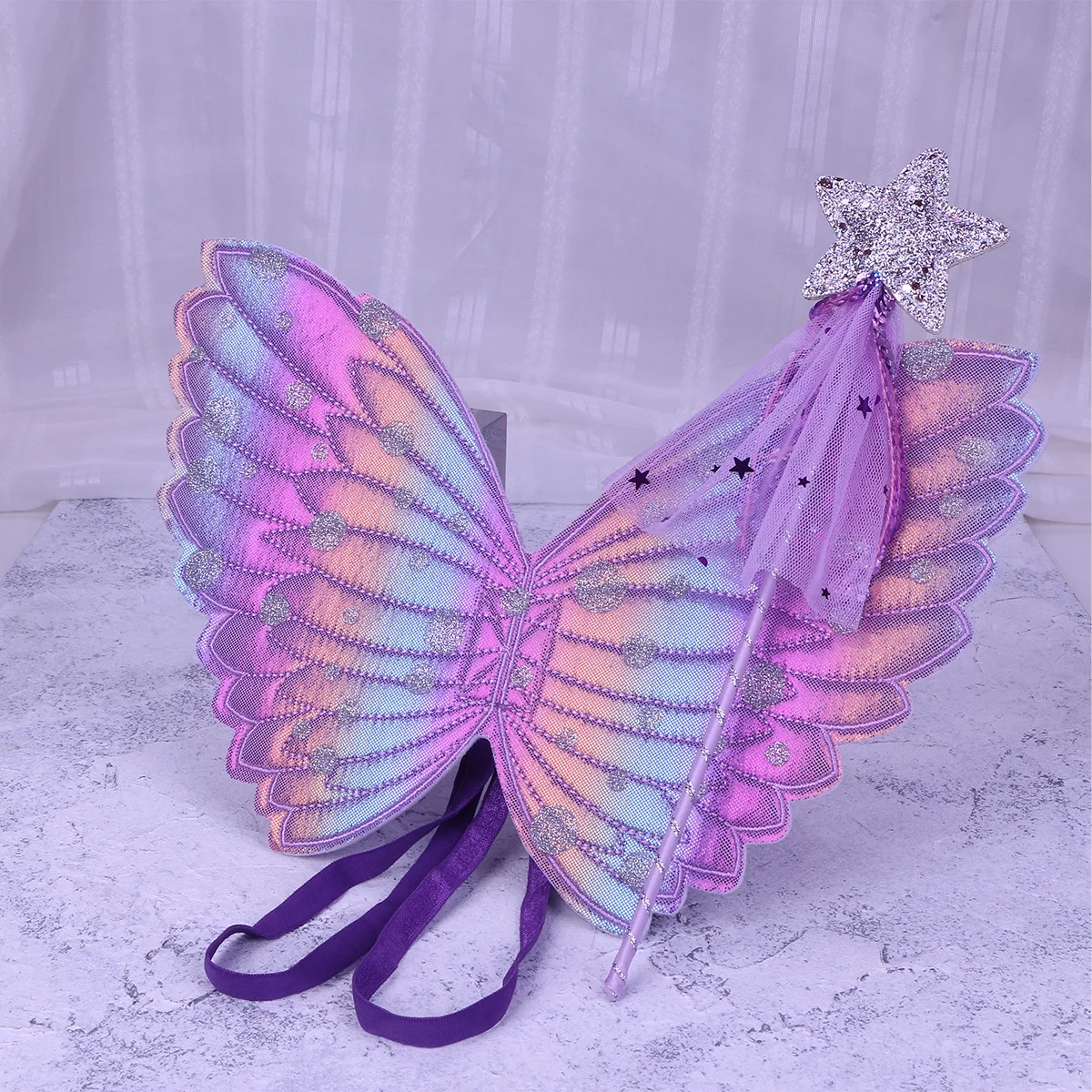 

2 шт. фиолетовый комплект для косплея, детский реквизит для выступлений, палочка феи, детские аксессуары для сценической вечеринки, детские крылья