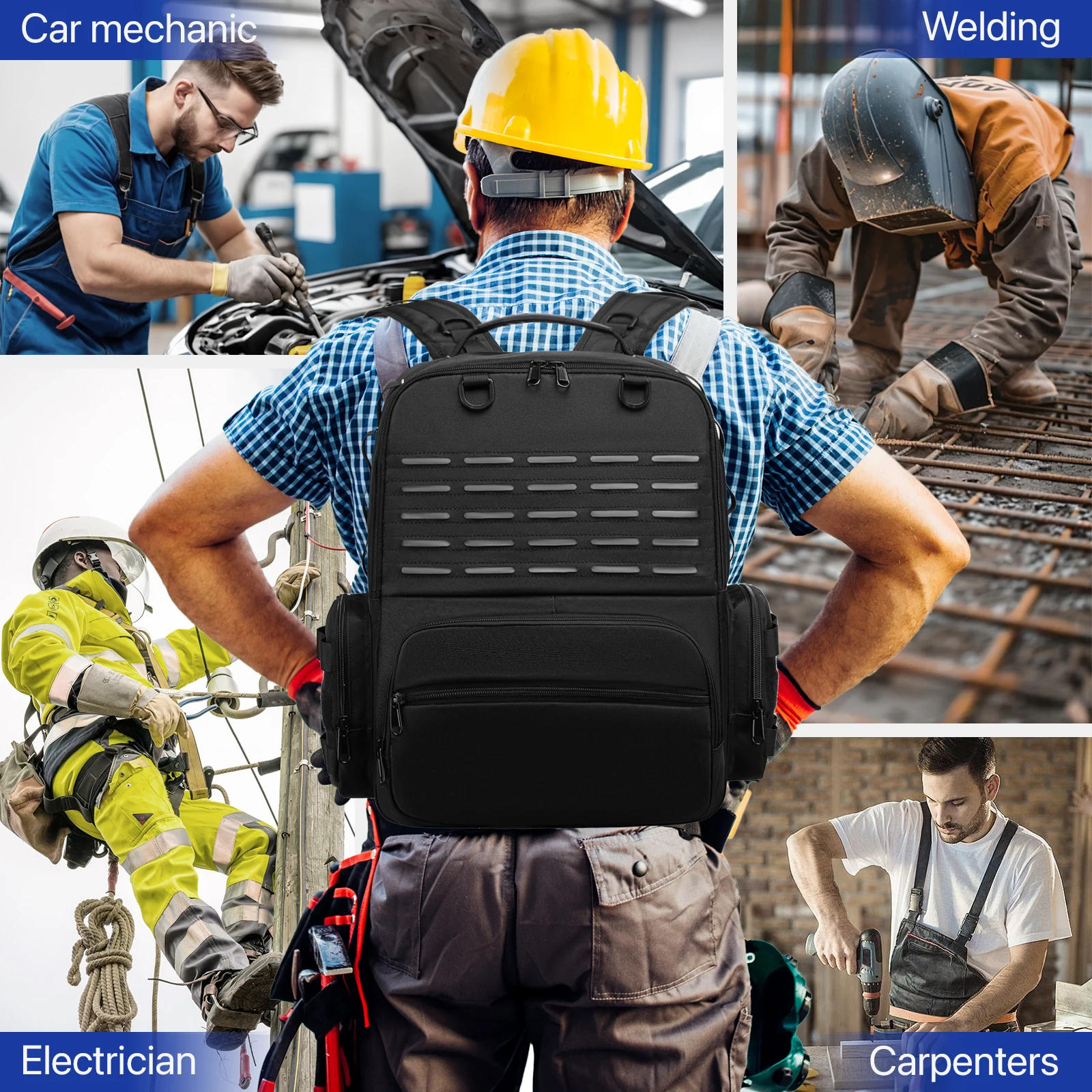 

Рюкзак для инструментов с несколькими карманами, сверхмощный органайзер для инструментов, сумка для инструментов для обслуживания электрика, сантехника, рабочий рюкзак для электриков