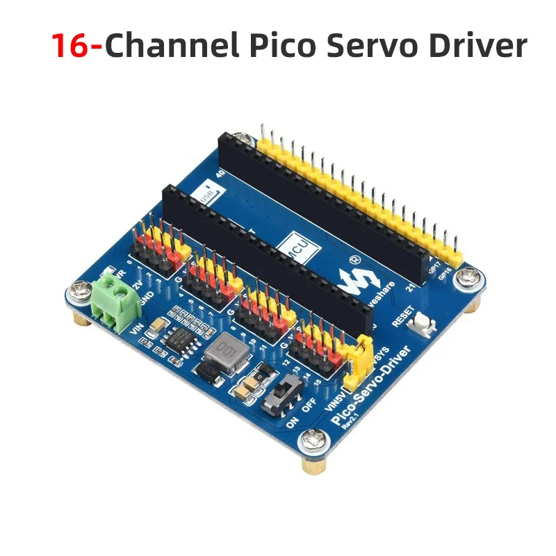 

Raspberry Pi Pico Servo Driver Module 16-Channel Outputs 16-Bit Resolution Controlling Robotic Arm Hexapod Walker for Pico