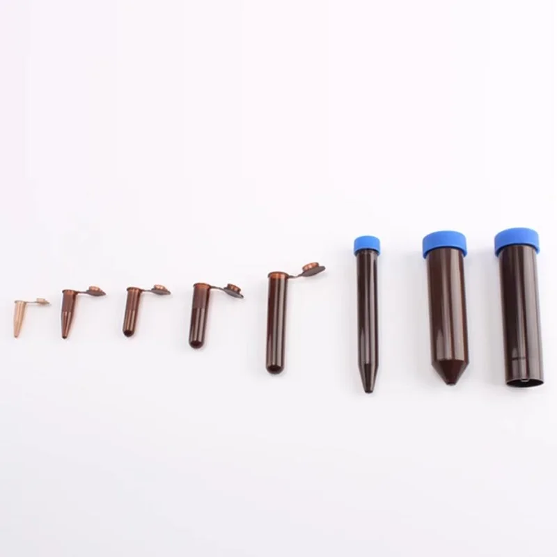 100pcs 0.5ml 1.5ml 2ML 5ML 10ml Pieces of Brown Mini Plastic EP Test Tube Centrifuge Tube Container Cosmetics Accessories