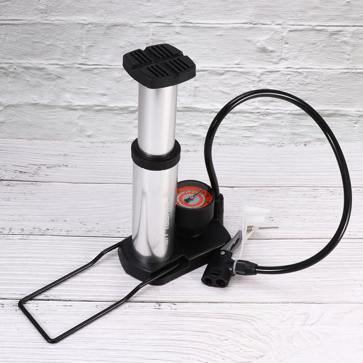 

Portable Silver Bike Tire Floor Pump High Pressure Foot Pump Outdoor Activated Inflator for Bike Motorcycle Basketball