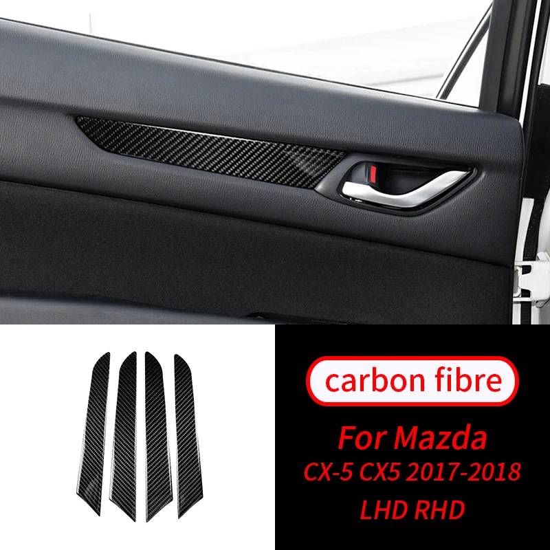 

For Mazda CX-5 2017 -2018 4PCS Real Carbon Fiber Inner Door Panel Stripe Trim Car Interior Accessories Car Interior Supplies
