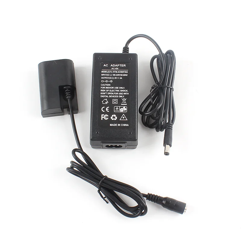 ACK-E6 DR-E6 DC Coupler LP-E6 LP-E6N Dummy Battery AC Power Adapter Kit for Canon EOS R5 R6 90D 80D 70D 7D 60D 6D 5D Mark II III