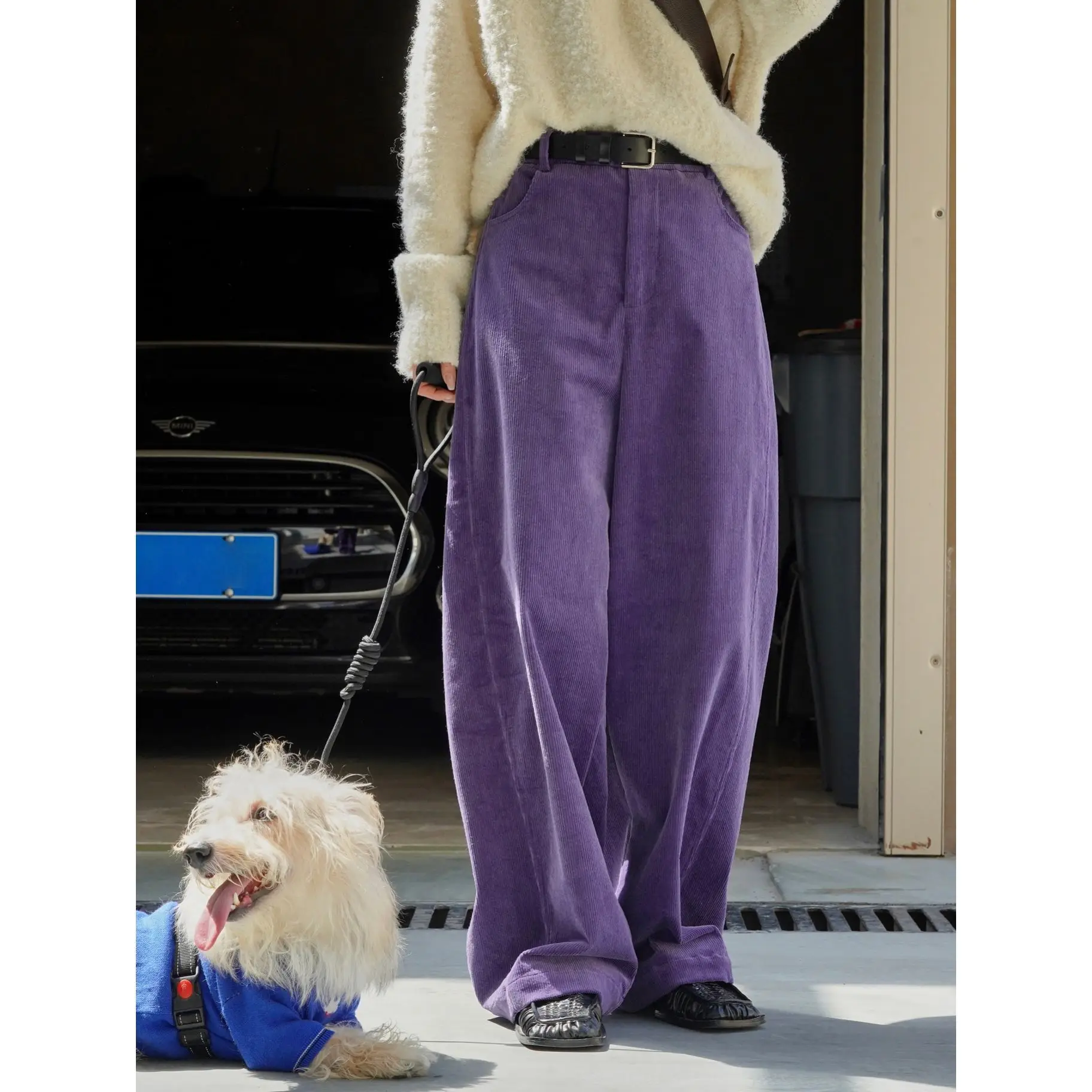 Long Pants Women Wide Leg Pant Solid Elastic Waist Korean Loose Casual Regular Floor Length Trousers Splice Capris Winter