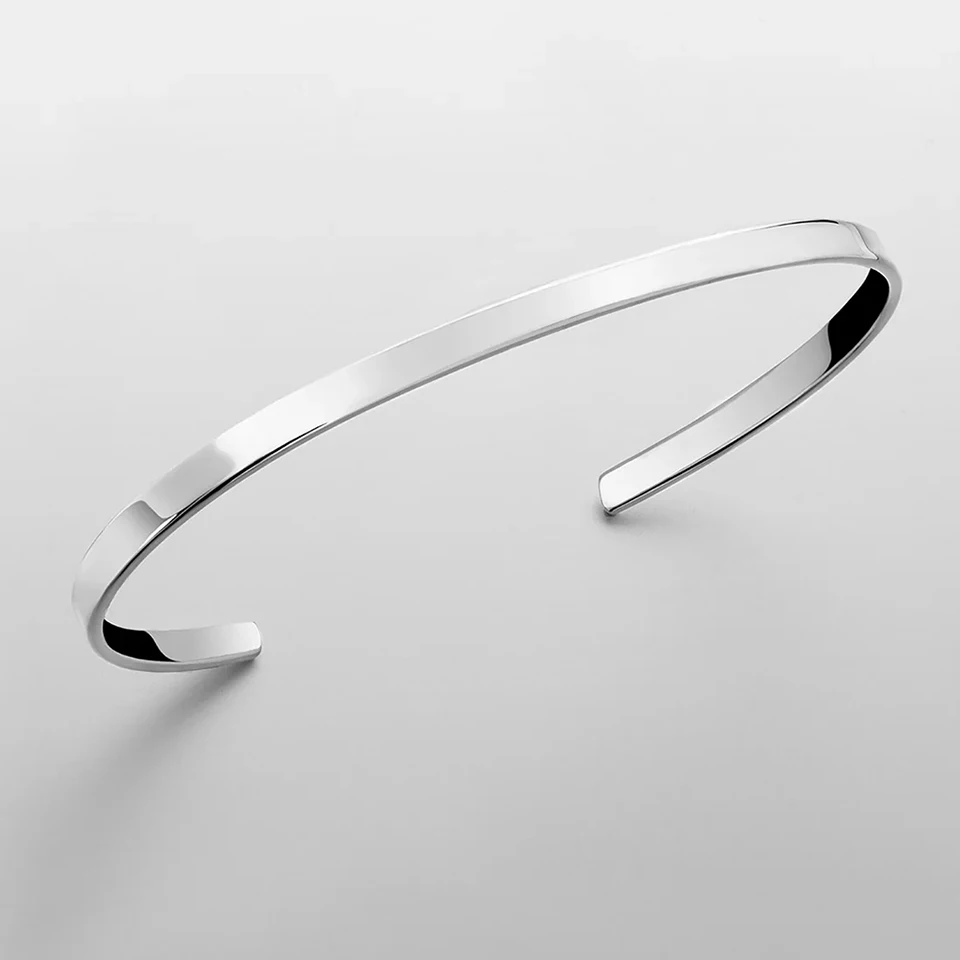 ELANDIS Minimal Unisize Cuff Sleeves Minimalist Style Men's Jewelry Personalized Platinum Bracelet Popular Couple Festival Gift