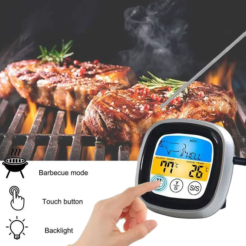 Digital Meat Thermometer Stainless Waterproof Touch Heat Gauge For Meat Thermometre Probe Kitchen Cooking BBQ Grill Thermometer