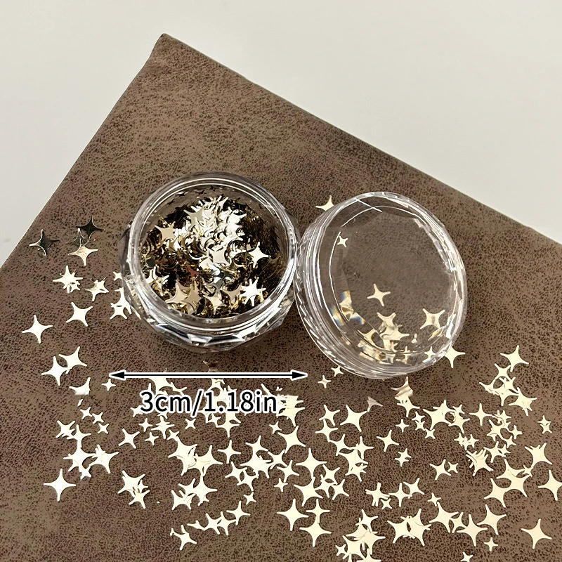 1 caja de purpurina para uñas con forma de estrella, lentejuelas, copos brillantes, abalorios para decoración de uñas, accesorios de rebanadas DIY